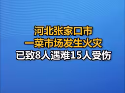 河北张家口市一菜市场发生火灾，已致8人遇难15人受伤