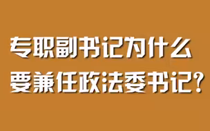 专职副书记为什么要兼任政法委书记？