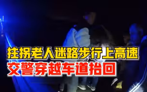 太危险了！拄拐老人高速迷路交警穿车道抬回