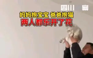 妈妈抱宝宝，爸爸抱猫！大家乐开了花！