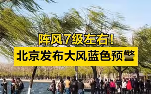 阵风7级左右！北京发布大风蓝色预警
